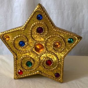 Star box: ornate & gorgeous Renaissance gold faux jewels; vintage Pier one